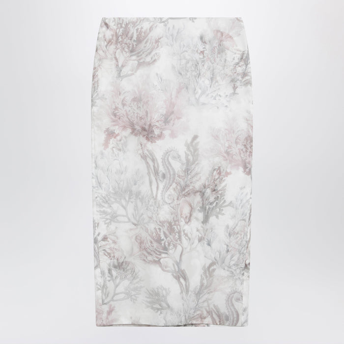 Max Mara Pencil Skirt In Printed Gabardine And Organza