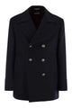 Brunello Cucinelli Double Wool Flannel Pea Coat With Metal Buttons