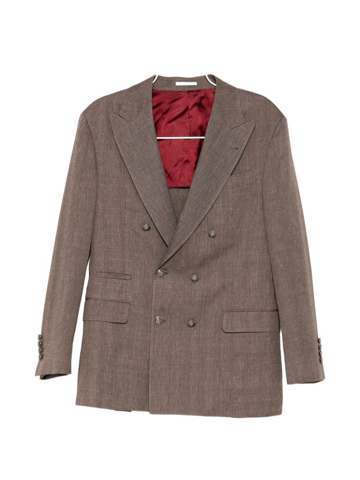 Brunello Cucinelli Brown Linen Wool Coat