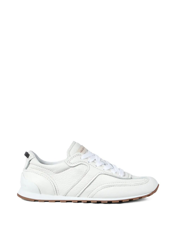 Brunello Cucinelli Grained Soft Leather Runners With Shiny Loops