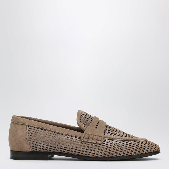 Brunello Cucinelli Brown Loafers In Sparkling Net Leather