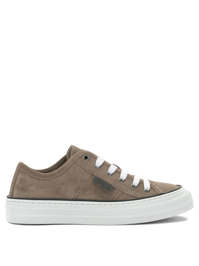 Brunello Cucinelli "Shiny Tab" Low Sneakers