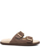Brunello Cucinelli Mud Brown Suede Leather Arizona Sandals