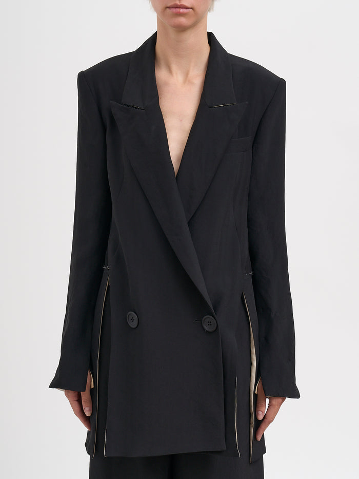 Alessandra Marchi Double-Breasted Jacket In Viscose And Silk