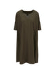 Fay Green Viscose V-Neck Pleated Dresses