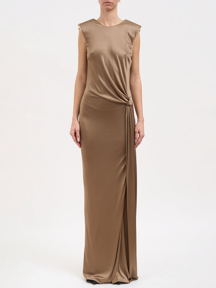 Elisabetta Franchi Red Carpet Dress In Shiny Viscose