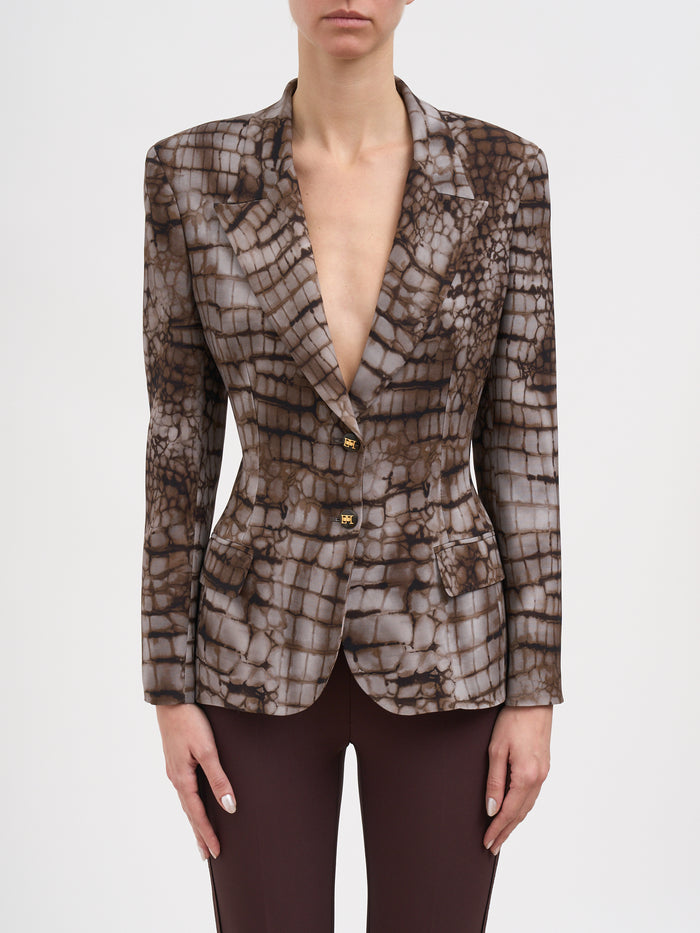 Elisabetta Franchi Crêpe Jacket With Alligator Print