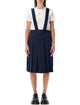 Comme Des Garçons Comme Des Garçons Girl Navy Pleated Suspender Skirt