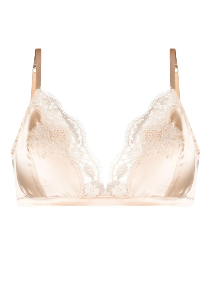 Dolce & Gabbana Soft-Cup Satin Bra With Lace Detailing