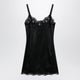 Dolce&Gabbana Black Silk Satin Slip With Lace Trim