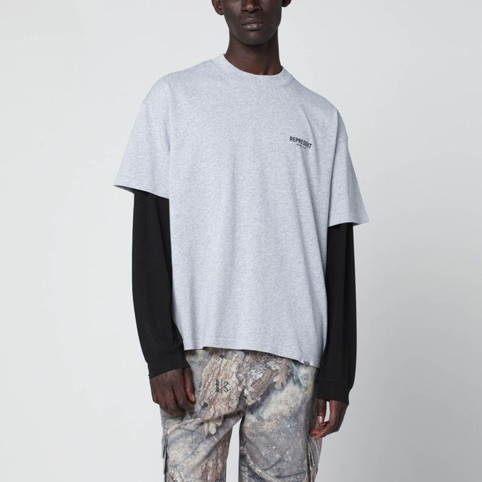 Represent Grey Cotton Tshirt With Logo