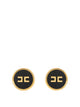 Elisabetta Franchi Black And Gold Logo Earrings