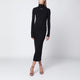 Off-White Black Cotton Midi Dress With Logo