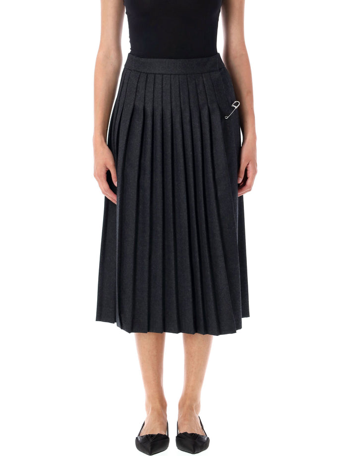 Prada Pleated Wool Flannel Skirt