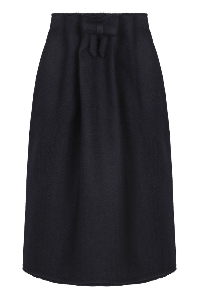 Prada Chevron Wool Midi Skirt