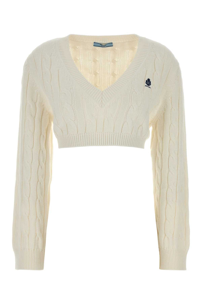 Prada White Cotton Sweater
