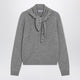 Prada Grey Cashmere Sweater With Jeweled Scarf