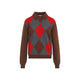 Prada Tabacco Ardesia Argyle Knit Polo Sweater