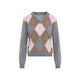Prada Grigio Cammello Argyle V-Neck Sweater