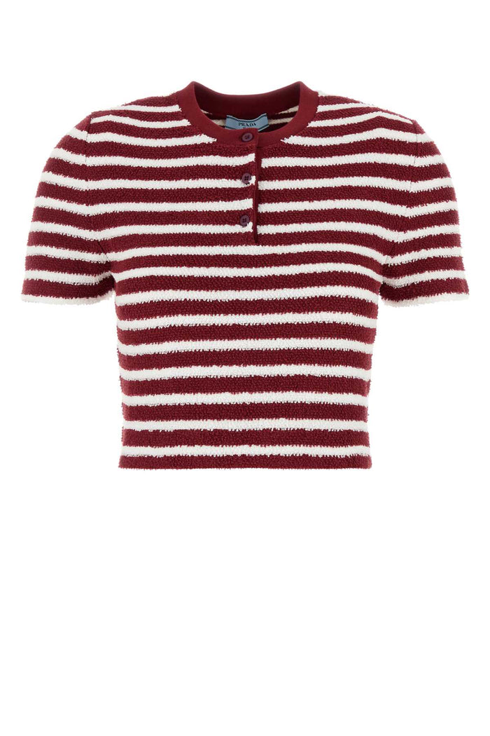 Prada Embroidered Terry Fabric Polo Shirt