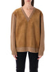 Prada Prada Wool And Cashmere Sweater With Lambskin Front