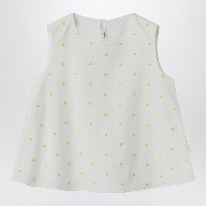 Il Gufo White Top With Floral Embroidery