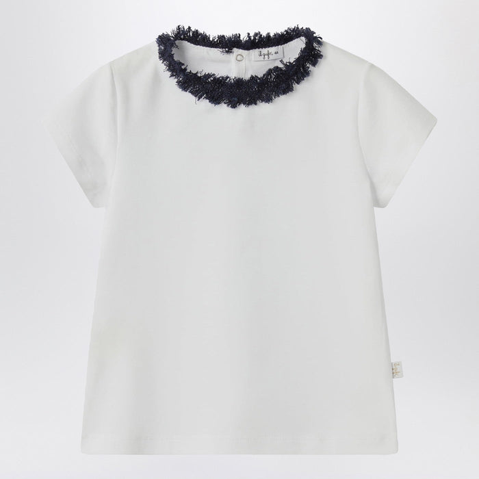 Il Gufo White T-Shirt With Frayed Neckline
