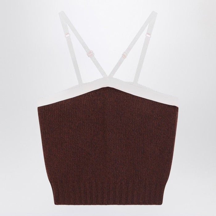 Prada Top In Brown Wool And Cashmere