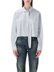 Prada Prada Striped Poplin Short Shirt With Scarf Collar