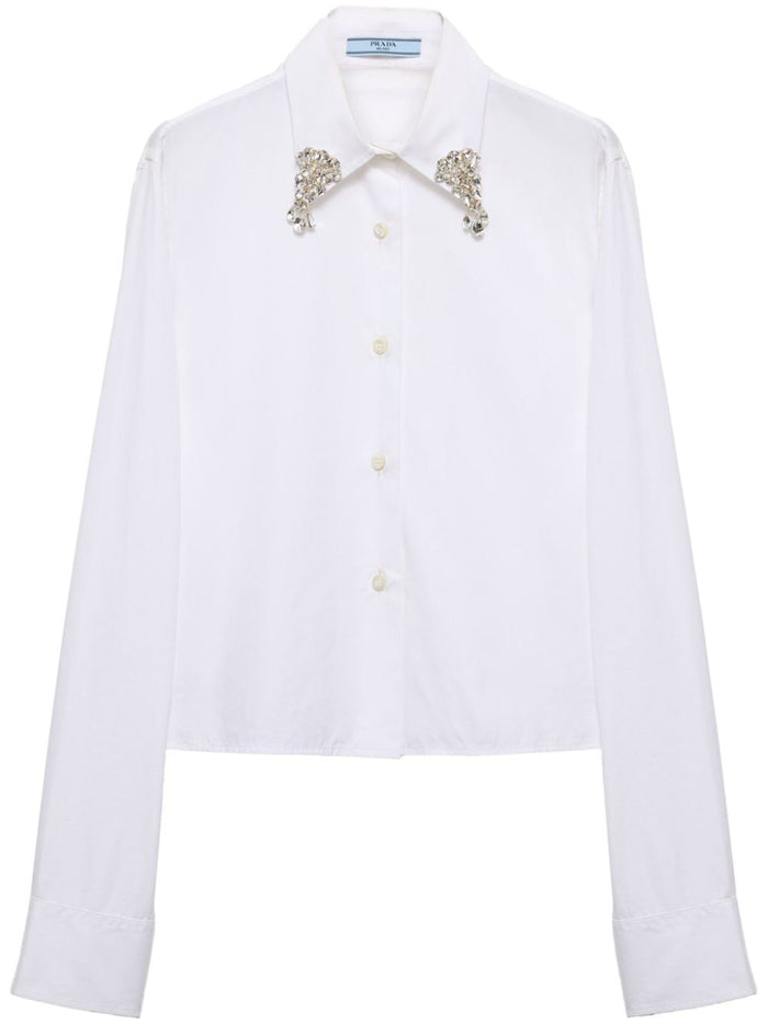 Prada Embroidered Poplin Boxy Shirt