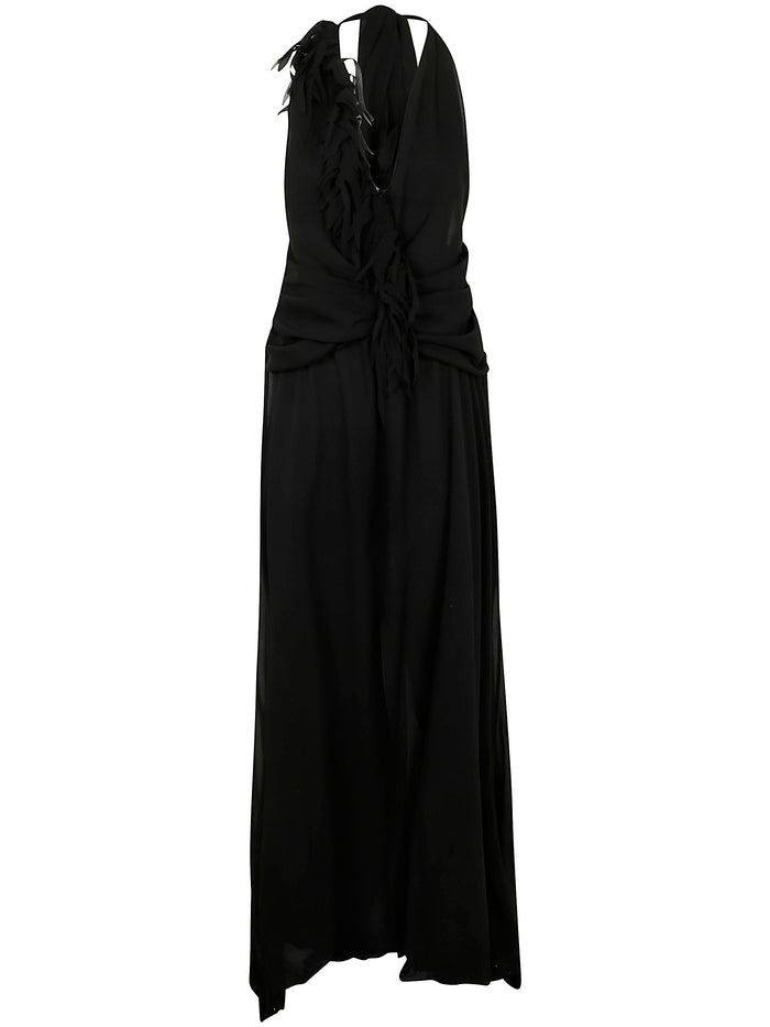 Blumarine Georgette Dress With Fringe