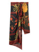 Blumarine Black Orange Floral Print Asymmetric Skirts