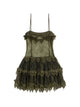 Blumarine Bronze Green Silk Dresses