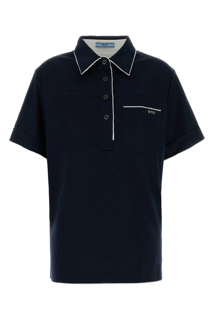 Prada Navy Blue Cotton Polo Shirt