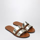 Manebi Platinum Colored Strap Sandals In Leather