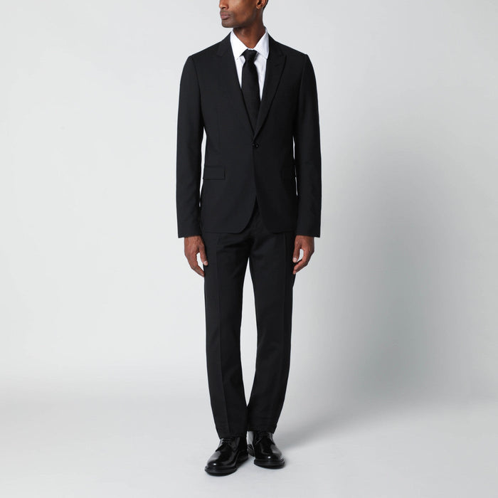 Lardini Black Single-Breasted Wool-Blend Suit