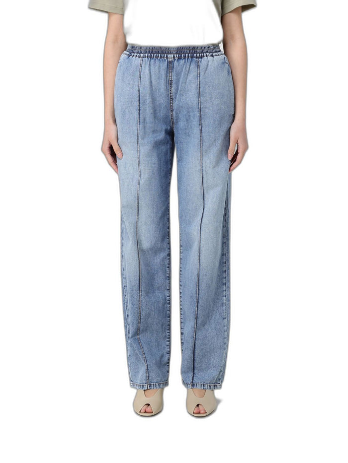 Fabiana Filippi Lightweight Denim Trousers With Elasticated Waist And Monile Detail