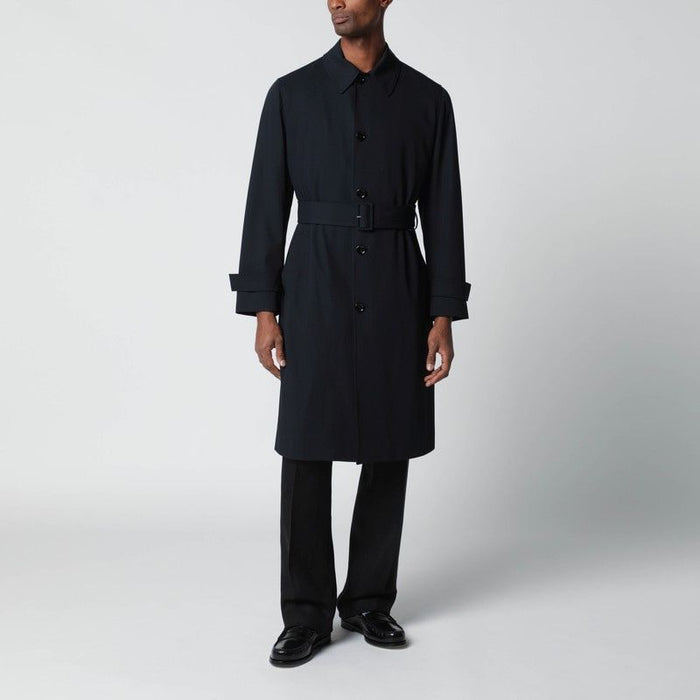 Lardini Blue Singlebreasted Wool Trench Coat