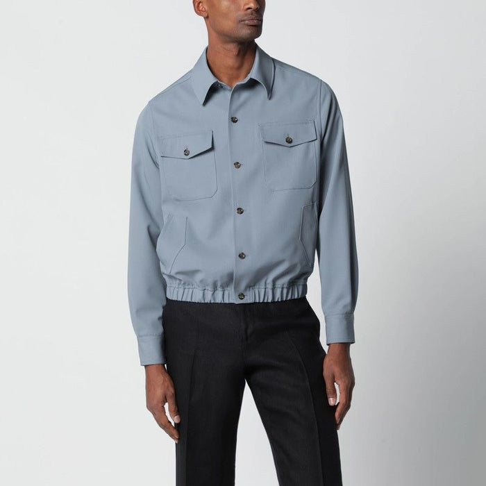 Lardini Grey Wool Shirt Jacket