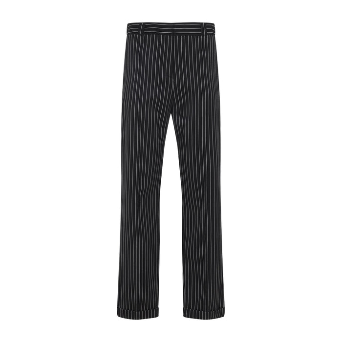 Tom Ford Black Virgin Wool Striped Wool Chino Pants