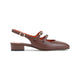 Carel Paris Chestnut Brown Calf Leather Peche Calf Sling Back Pumps