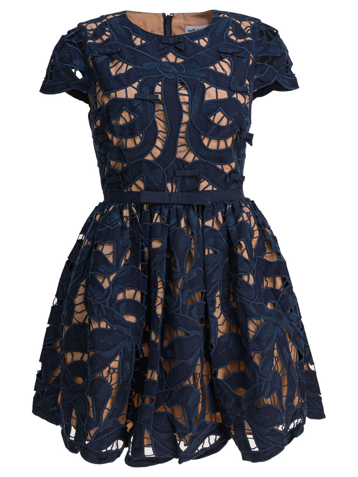 Self-Portrait Embroidered Mini Dress