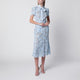 Self Portrait Tie-Neck Lace Midi Dress In Blue
