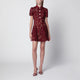 Self Portrait Lace Mini Dress With Floral Buttons In Burgundy
