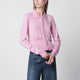 Self Portrait Wool Knit Cardigan With Floral Embroidery In Pink