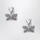 Self Portrait Heart Drop Earrings With Crystal Bow In Silver