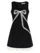 Self Portrait 'Black Crêpe Bow Lace Mini' Dress