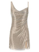 Self Portrait 'Champagne Rhinestone Draped Mini' Dress