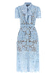 Self Portrait 'Blue Lace Tie Neck Midi' Dress