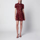 Self-Portrait Lace Mini Dress With Floral Buttons In Burgundy
